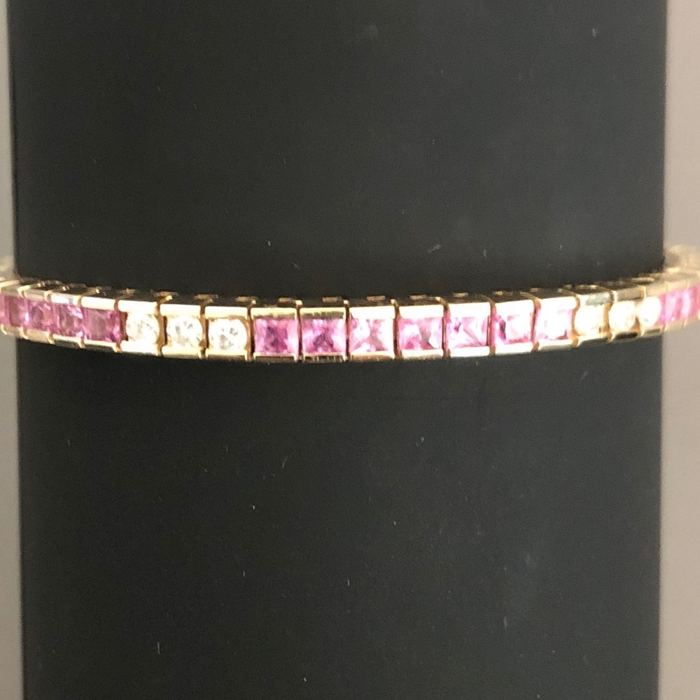 Pink Sapphire Tennis Bracelet & Pendant